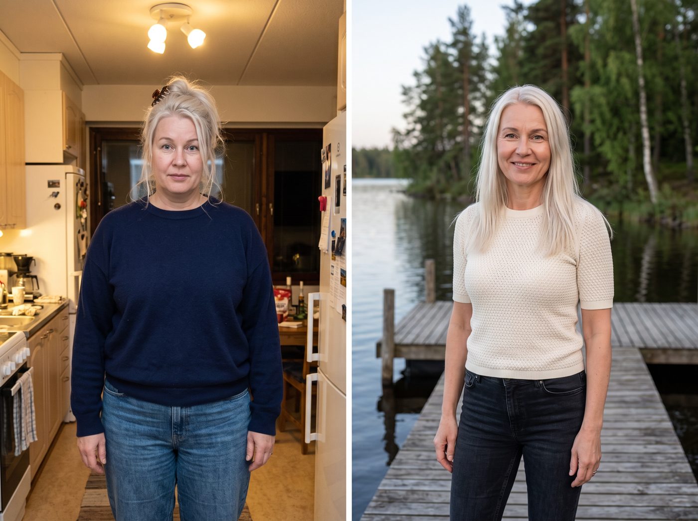 Aino, before and after